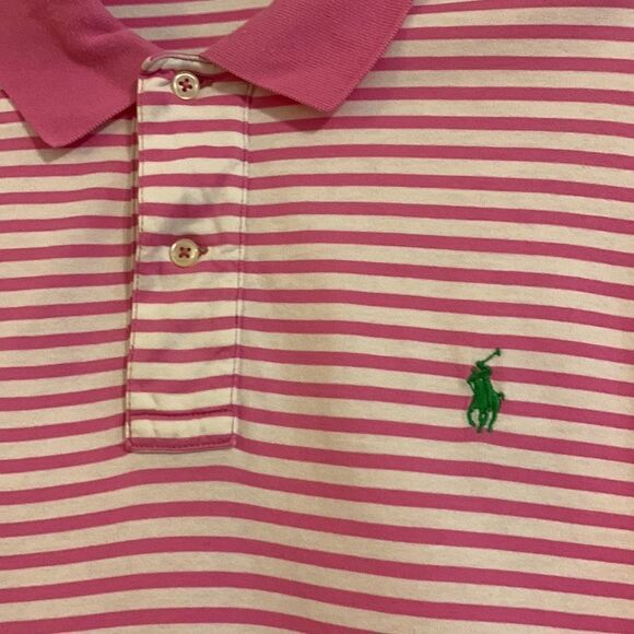 Polo by Ralph Lauren size large pink stripe & pink trim - Picture 4 of 11